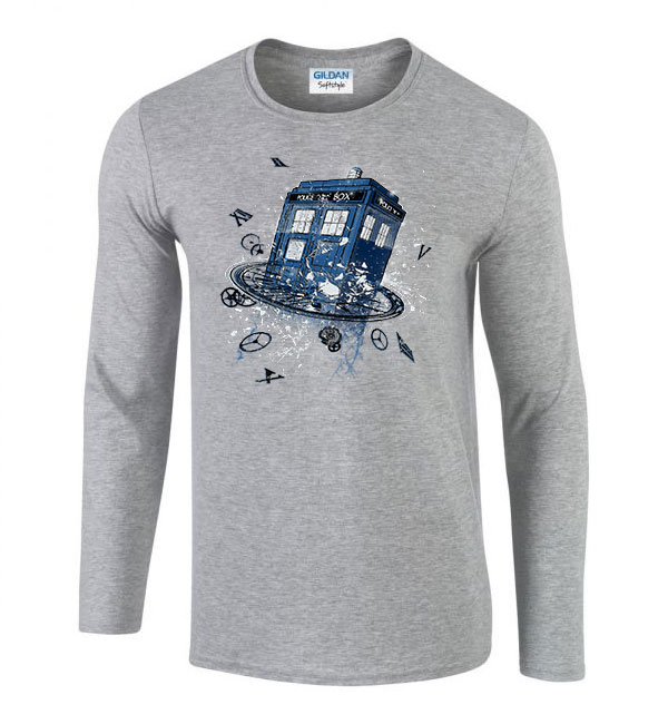 tardis dr who ki vagy doki Sportszürke Férfi Hosszú Ujjú Póló
