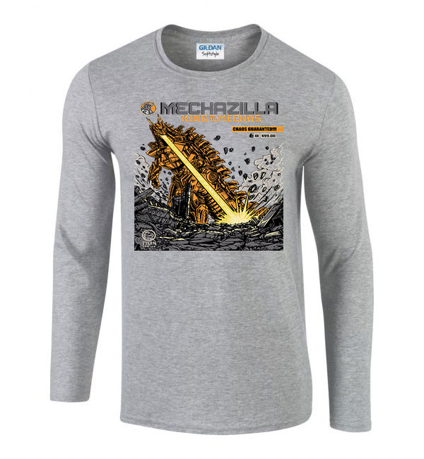 godzilla Sportszürke Férfi Hosszú Ujjú Póló