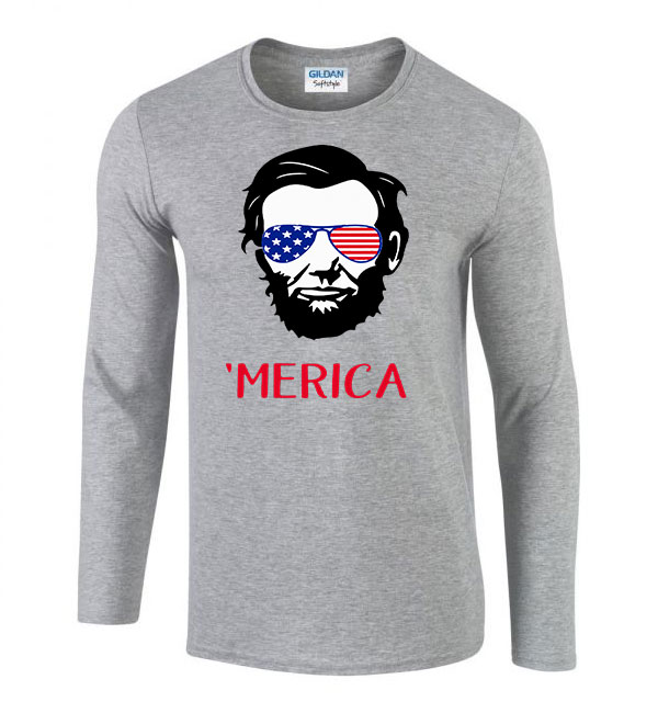 america amerika abraham lincoln Sportszürke Férfi Hosszú Ujjú Póló