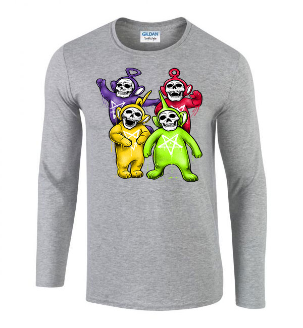 teletubbies koponya Sportszürke Férfi Hosszú Ujjú Póló
