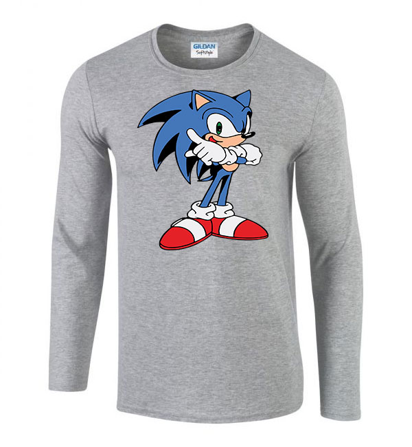 sonic Sportszürke Férfi Hosszú Ujjú Póló