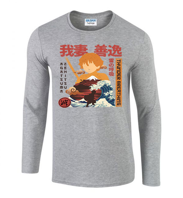 zenitsu demon slayer Sportszürke Férfi Hosszú Ujjú Póló