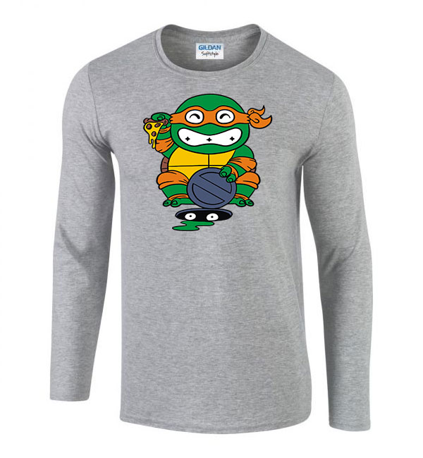 tini ninja teknőcök michelangelo Sportszürke Férfi Hosszú Ujjú Póló