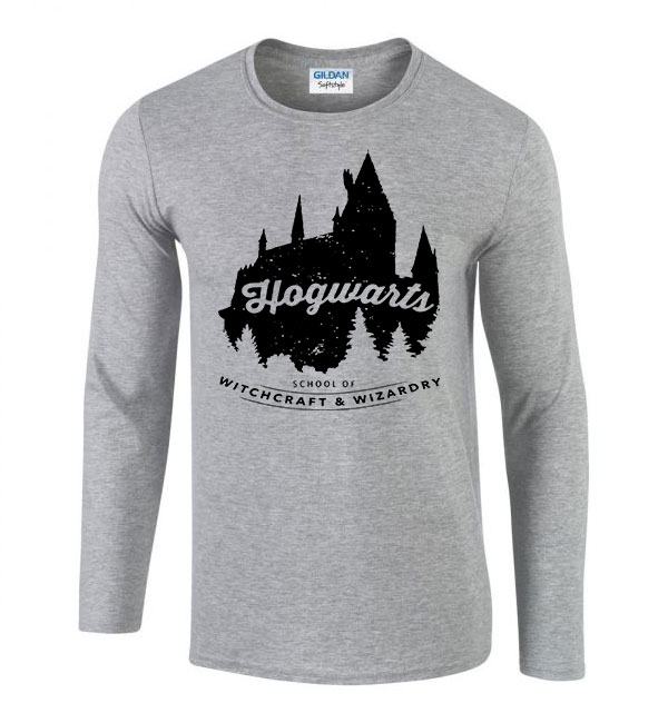 hogwarts harry potter roxfort Sportszürke Férfi Hosszú Ujjú Póló