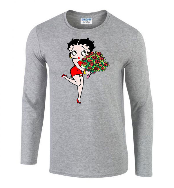 betty boop Sportszürke Férfi Hosszú Ujjú Póló