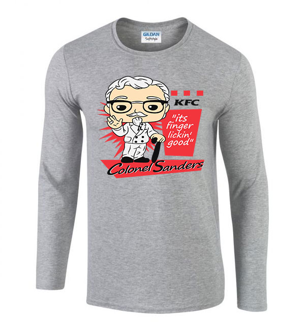 kft colonel sanders Sportszürke Férfi Hosszú Ujjú Póló