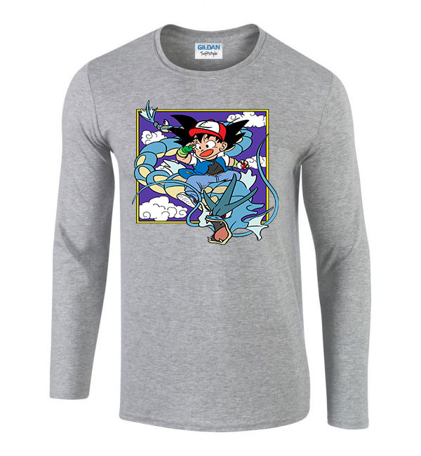dragon ball gyarados son goku Sportszürke Férfi Hosszú Ujjú Póló