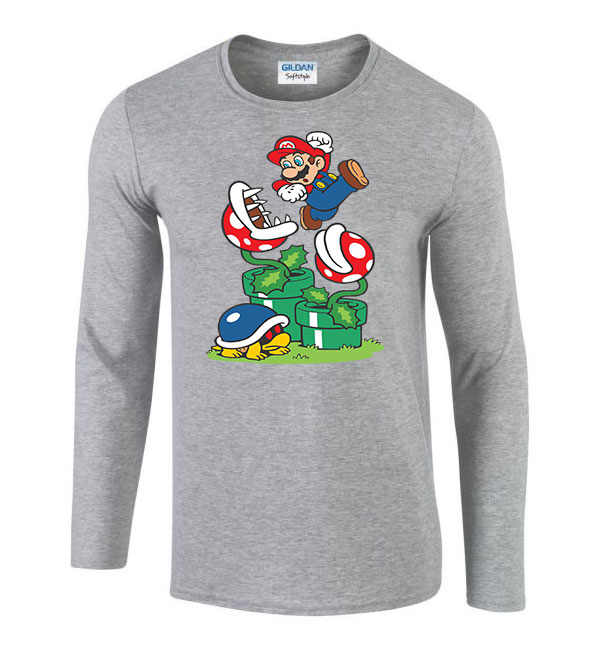 super mario Sportszürke Férfi Hosszú Ujjú Póló