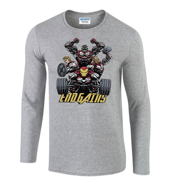 kondi edzés gym avengers no pain no gain Sportszürke Férfi Hosszú Ujjú Póló