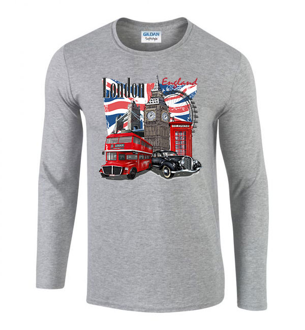 London anglia nagy britannia england Sportszürke Férfi Hosszú Ujjú Póló