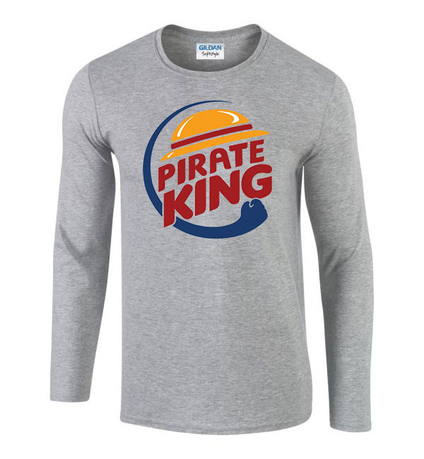 One Piece Pirate King Sportszürke Férfi Hosszú Ujjú Póló