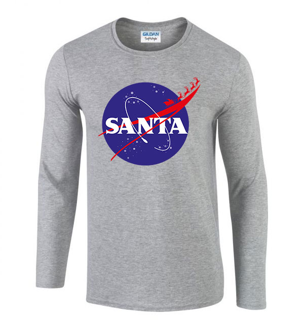 Santa Mikulás Karácsony nasa Sportszürke Férfi Hosszú Ujjú Póló
