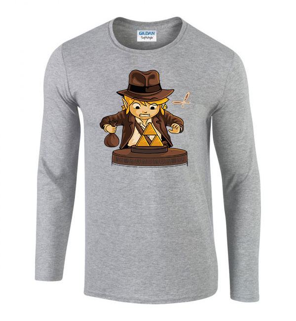 Link indiana jones gamer humor Sportszürke Férfi Hosszú Ujjú Póló