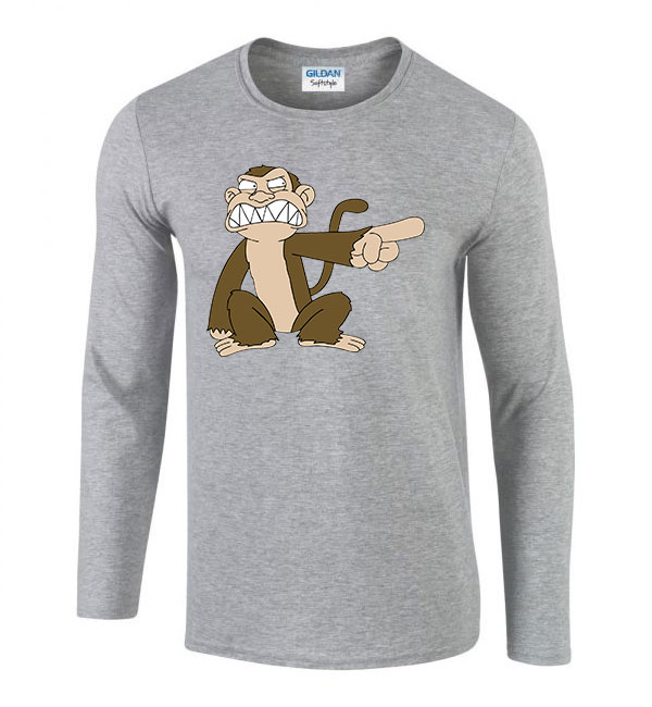 Family Guy Evil Monkey Gonosz Majom Sportszürke Férfi Hosszú Ujjú Póló