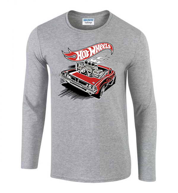 Hot Wheels Sportszürke Férfi Hosszú Ujjú Póló