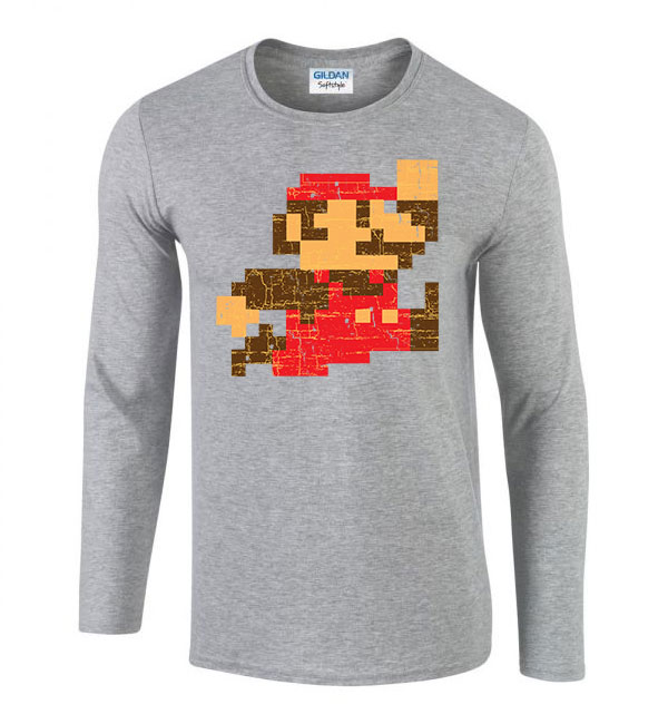 super mario Sportszürke Férfi Hosszú Ujjú Póló
