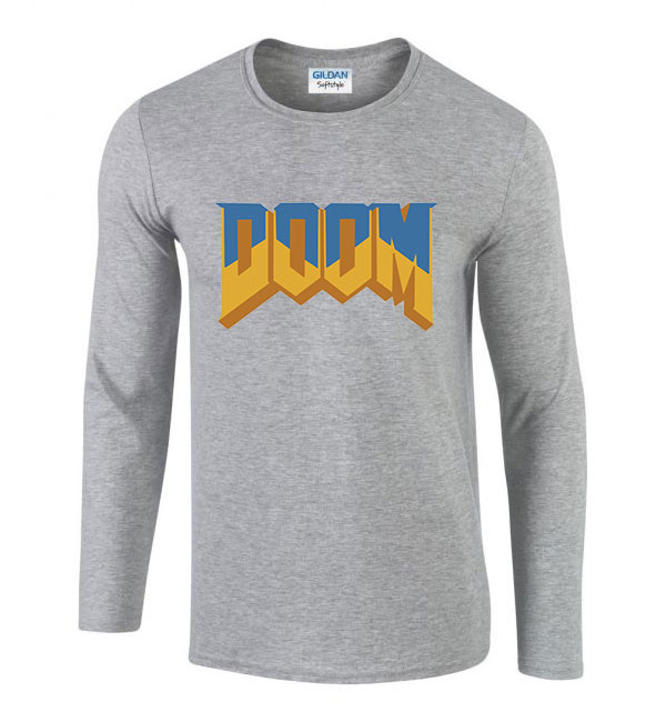 doom Sportszürke Férfi Hosszú Ujjú Póló