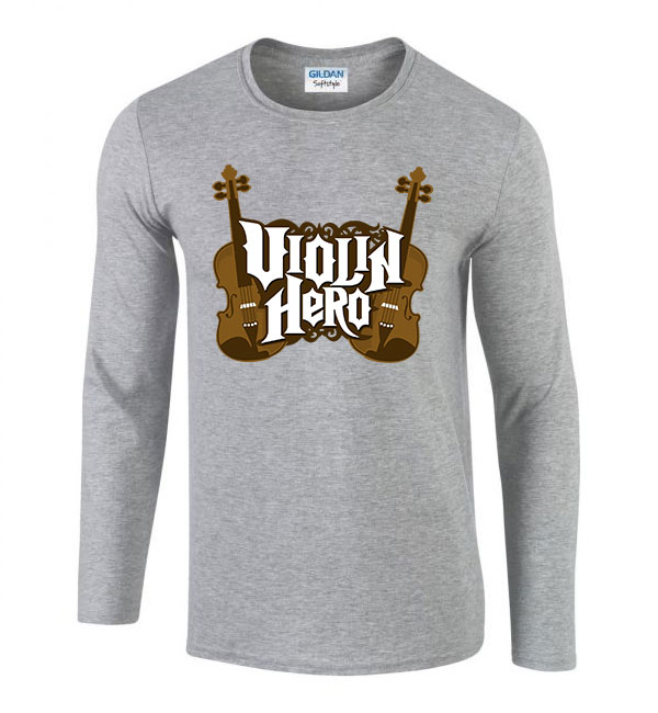 hegedű Sportszürke Férfi Hosszú Ujjú Póló
