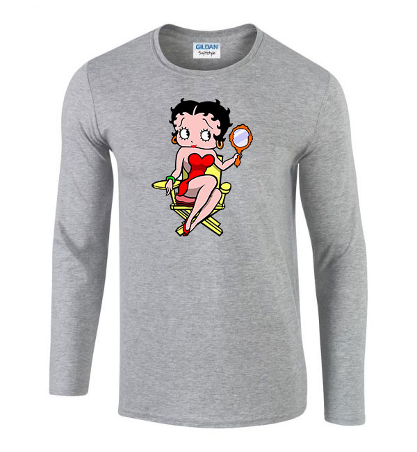 betty boop Sportszürke Férfi Hosszú Ujjú Póló