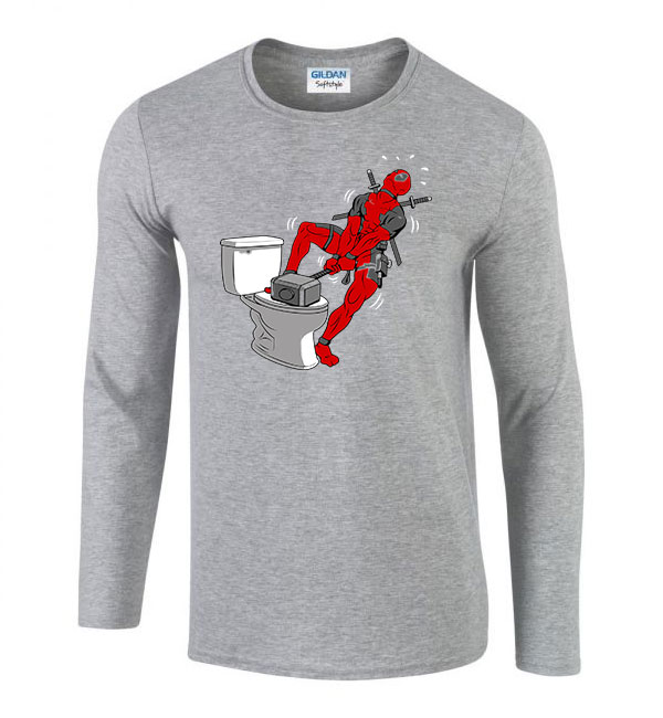 deadpool thor mjolnir kalapács humor Sportszürke Férfi Hosszú Ujjú Póló