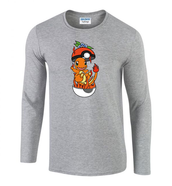 pokemon charmander Sportszürke Férfi Hosszú Ujjú Póló