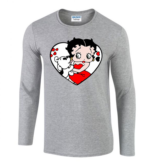 betty boop Sportszürke Férfi Hosszú Ujjú Póló