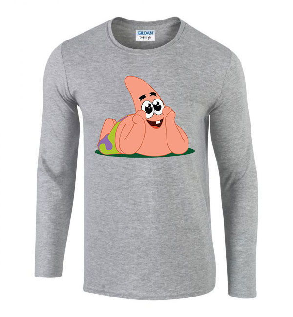csillag patrik spongya bob Sportszürke Férfi Hosszú Ujjú Póló