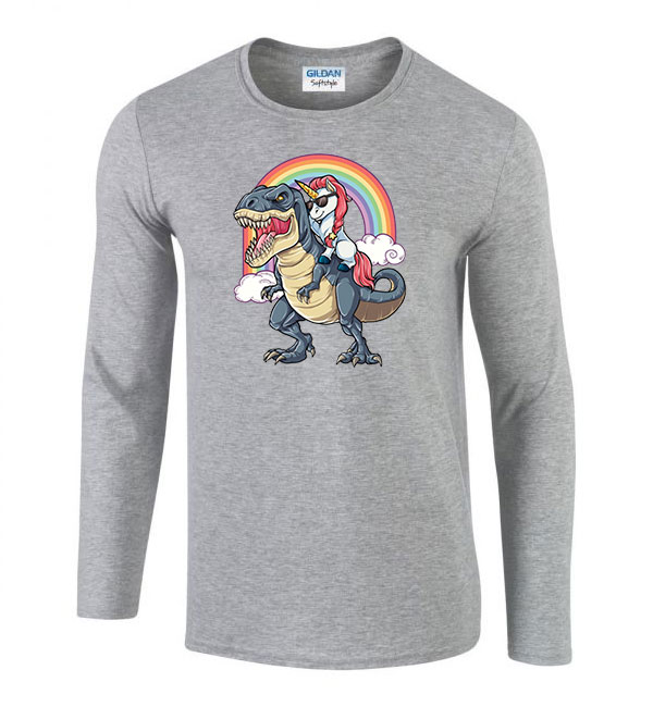 unikornis t-rex Sportszürke Férfi Hosszú Ujjú Póló