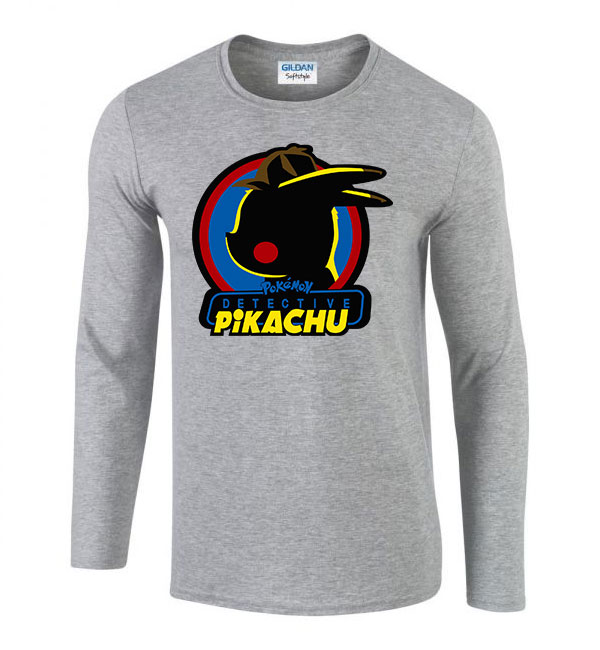 pokemon pikachu Sportszürke Férfi Hosszú Ujjú Póló