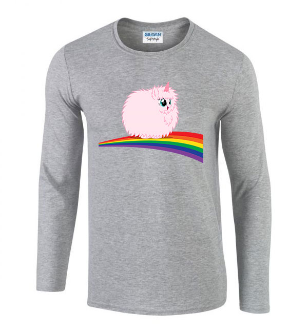 pink fluffy unicorn dancing on rainbow Sportszürke Férfi Hosszú Ujjú Póló
