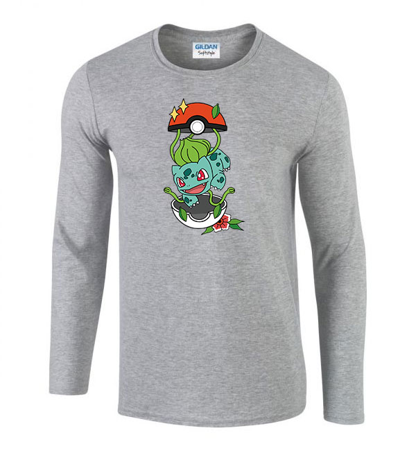 bulbasaur pokemon Sportszürke Férfi Hosszú Ujjú Póló