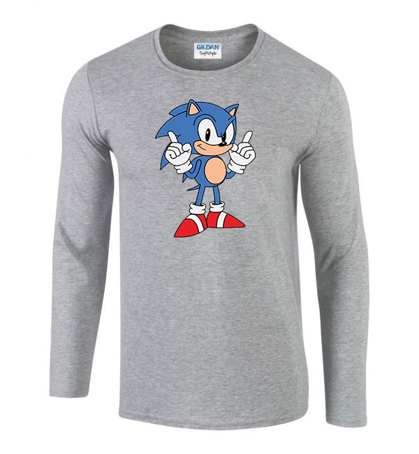 sonic Sportszürke Férfi Hosszú Ujjú Póló