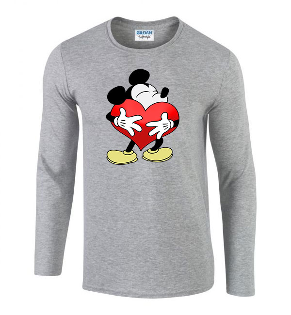 Mickey Egér Love Sportszürke Férfi Hosszú Ujjú Póló