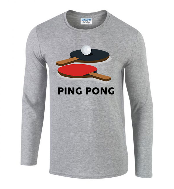 ping pong Sportszürke Férfi Hosszú Ujjú Póló