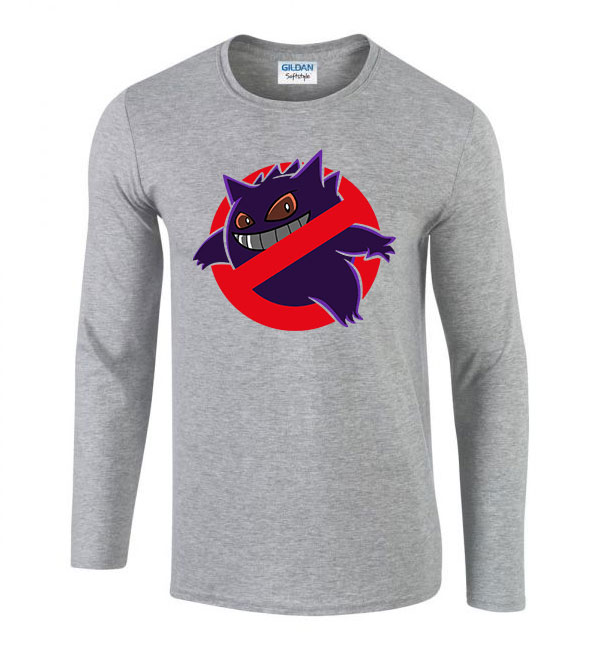 Gengar pokemon Sportszürke Férfi Hosszú Ujjú Póló