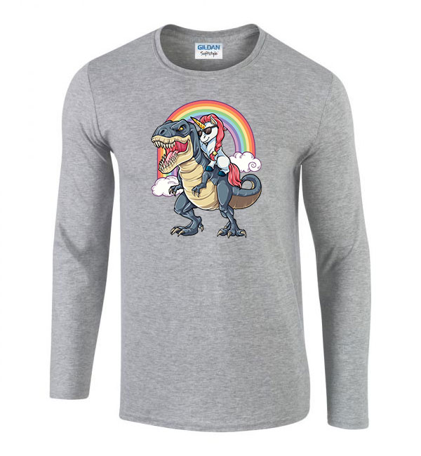 t-rex unikornis Sportszürke Férfi Hosszú Ujjú Póló