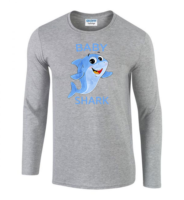 baby shark cápa Sportszürke Férfi Hosszú Ujjú Póló