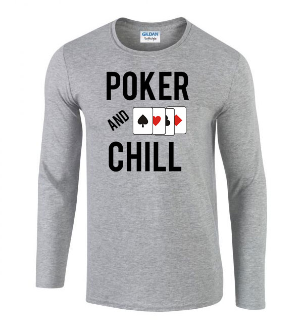 poker and chill Sportszürke Férfi Hosszú Ujjú Póló