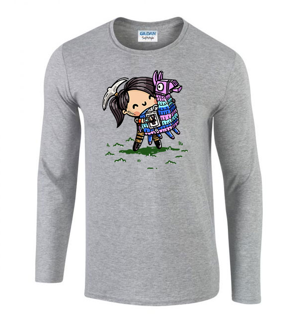 loom láma fortnite Sportszürke Férfi Hosszú Ujjú Póló