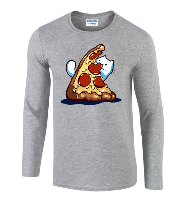 pizza szerető macska Sportszürke Férfi Hosszú Ujjú Póló