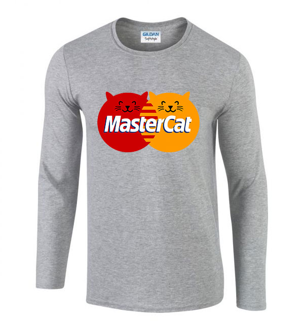 master cat macska macskás cica cicás Sportszürke Férfi Hosszú Ujjú Póló