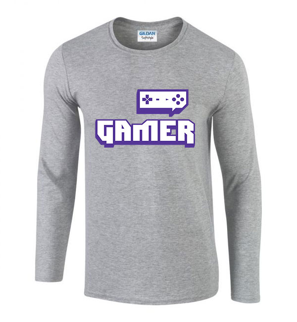 twitch gamer Sportszürke Férfi Hosszú Ujjú Póló