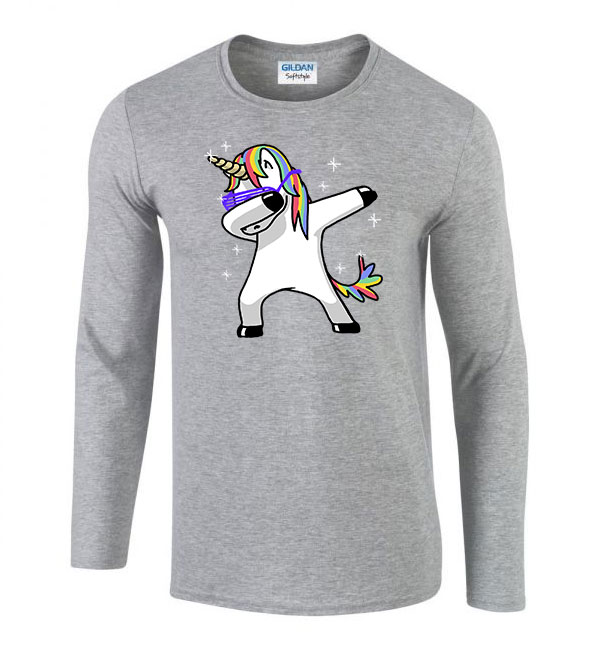 unikornis dabbing unicorn Sportszürke Férfi Hosszú Ujjú Póló