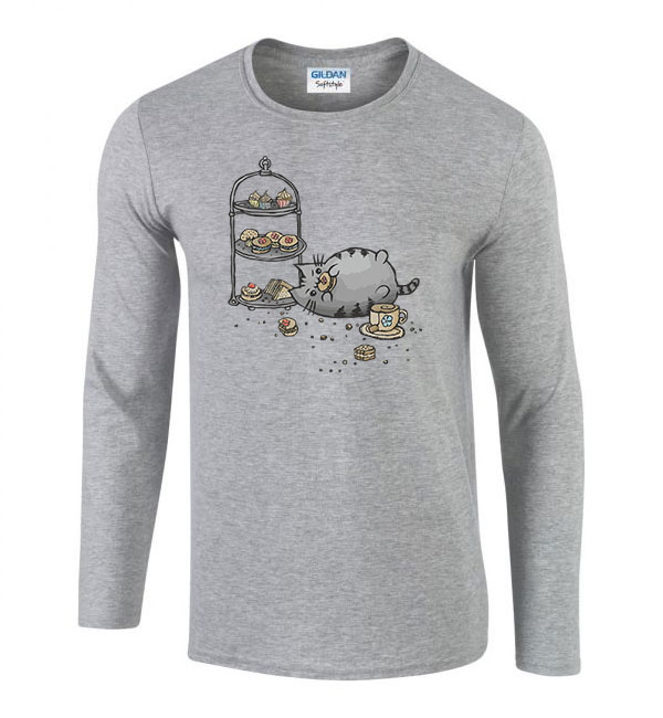 pusheen macska macskás cica cicás Sportszürke Férfi Hosszú Ujjú Póló