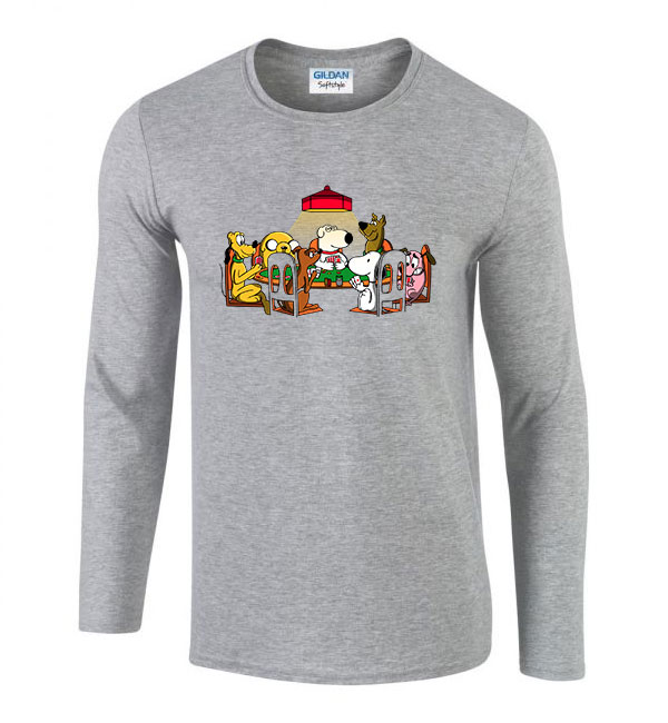 snoopy brian scooby doo pluto bátor a gyáva kutya kutyás Sportszürke Férfi Hosszú Ujjú Póló