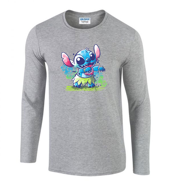 stitch Sportszürke Férfi Hosszú Ujjú Póló