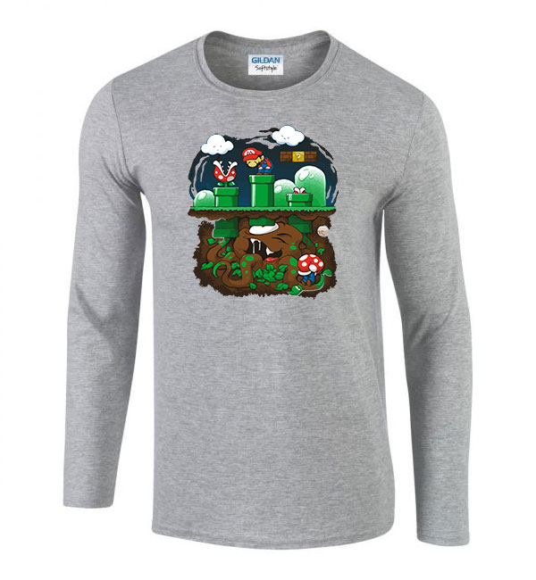 super mario Sportszürke Férfi Hosszú Ujjú Póló