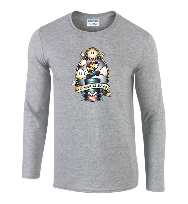 super mario Sportszürke Férfi Hosszú Ujjú Póló