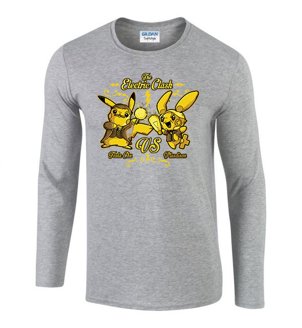pikachu Sportszürke Férfi Hosszú Ujjú Póló