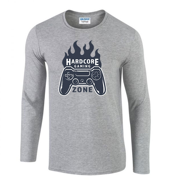hardcore gaming Sportszürke Férfi Hosszú Ujjú Póló